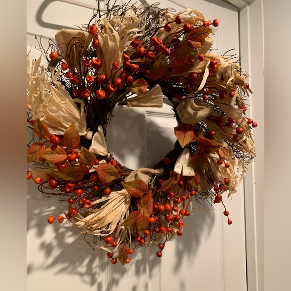Fall Wreath, Great Condition, 22-23” Width, 8” Inside Diameter - Picture 4 of 16